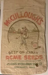 Vintage Mccullough Acme Seed Co. Cloth Bag, Cincinnati, Ohio.. Fixed Price $40.00.