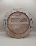 Round 16" Pieced Mango Wood Tray With Applied Silver Handles Made India. Fixed Price $28.99.