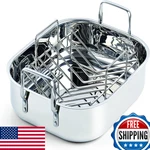 Cooks Standard Stainless Steel Roasting Pan Rack Edge 17-INCH X 14-INCH Large. Fixed Price $175.98.