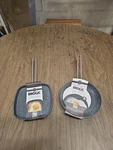 2 The Rock By Starfrit 6 Fry Pan Mini Griddle Stainless Steel Handle.. Fixed Price $30.00.