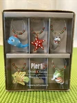 New Pier 1 Imports Marque - Verres 6 Drink Charms Box Ocean Life Theme. Fixed Price $10.39.
