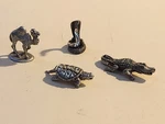 4 Vintage Cutter Mini Animals Pewter Figures Cobra Camel Turtle Alligator. Fixed Price $16.00.
