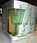 Godinger - Claro 9 Oz Green Glass Goblets Set Of 4 New Box. Fixed Price $42.00.