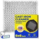 Amagabeli Cast Iron Cleaner 8X6 316L Stainless Steel Chainmail Scrubber. Fixed Price $13.57.