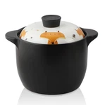 Lotus Blue 5 Quart Fox Cartoon Pattern Ceramic Round Black Dish Casserole Pan. Fixed Price $59.99.