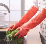 Taiwan Made - Two Pairs Size Kitchen Gloves Laundry Dishwashing Rubber. Fixed Price $13.49.