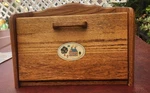 Vermillion Vtg Oak Bread Box Heartland International Solid Wood. Fixed Price $95.00.