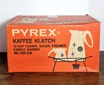 1959 Pyrex Kaffee Klatch Serving Set Carafe Creamer Sugar Original Box Starburst. Fixed Price $199.99.