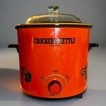 Vintage Crockery Kettle Slow Cooker Red Orange Pot Kmart Stoneware Lobster. Fixed Price $29.00.