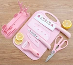Cartoon Kitty Cat Stainless Steel Kitchen Knife Cutting Board Combination Set. Fixed Price $26.99.
