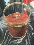 Vintage 6.5" Tall Kraftware Ice Bucket Marbleized Burgundy W/gold Trim & Handle. Fixed Price $15.20.