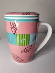 Jo!e Porcelain Tea Infuser Mug Cup Pink Leaf With Lid. Fixed Price $12.95.