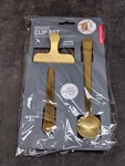 3PC Kikkerland Stainless Steel Brass Clip Set Heavy Duty Gold Grip Seal Bag Tool. Fixed Price $11.98.