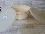 Vtg Tupperware 5 Pc Microwave Almond Stack Cooker Steamer Cookware Set Lid Quart. Fixed Price $28.95.