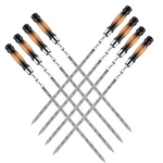 Set Of 8 Stainless Steel Skewers With Wooden Handle 630X12X3MM (two-color). Fixed Price $40.00.