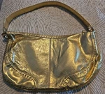 Valerie Stevens Shoulder Bag Purse Metallic Gold Genuine Leather Hobo Medium. Fixed Price $36.00.