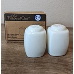Pampered Chef Salt & Pepper Shakers New Os White Ceramic Square 3112 Set. Fixed Price $12.00.