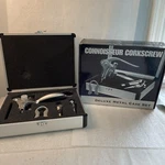 Connoisseurs Deluxe Lever Pull Corkscrew Wine Opener Set Silver Metal Box. Fixed Price $29.76.