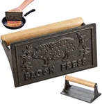 Kitchen Bacon Press, Heavyweight Cast Iron, Rectangular With Wood Handle. Fixed Price $17.99.