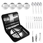 Camping Silverware Picnic Plates And Utensils Set For 4 Portable Table.... Fixed Price $58.07.