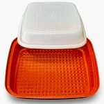 Vintage Tupperware 1295-5 Marinating Container Poppy Red Sheer White Lid New. Fixed Price $32.29.