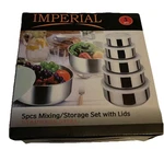 New Imperial Bowl Set W/lids- 10 Piece Stainless Steel -nib. Fixed Price $10.39.