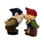 Kissing Gnome Couple Salt And Pepper Shakers 4 Inch Ceramic Magnetic Cottagecore. Fixed Price $12.00.