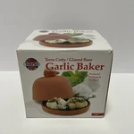 Norpro Terracotta Glazed Base Garlic Baker With Lid Open Box Unused. Fixed Price $16.00.
