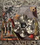 Miu Stainless Steel Measuring Cups & Spoons Set 15PC Dishwasher Safe Markings. Fixed Price $35.00.