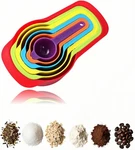Rainbow Measuring Spoon And Cup Set, 6 Piece, Multicolor, Plastic. Fixed Price $5.58.