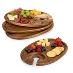 Picnic Time Wine Appetizer Plates, Set Of 4 Wooden Cocktail With Glass.... Fixed Price $58.63.