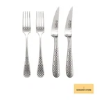 Global Steak Knife &amp Fork Set All Stainless Steel Made Japan Of 2. Fixed Price $153.60.