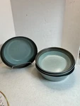Set Of 4 Arrow Stone 6 7/8 Cereal Soup Bowls - Navajo Blue Kasuga Japan. Fixed Price $28.00.