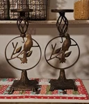 Metal Bird Candle Holders Pair French Cottagecore Country 13" Antiqued. Fixed Price $20.00.
