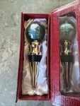 2 Alexander Kalifino Gemstone Globe World Wine Stopper Cork Red Elegant Box. Fixed Price $40.00.