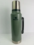 Classic Vacuum Thermos Bottle Coffee Green Stanley Hammertone 1.1 Qt Stainless. Fixed Price $29.95.