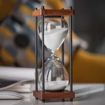 Decorative Hourglass One 60 Minute Timer Wooden Stand White Sand Home. Fixed Price $34.99.