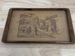 Vtg Golden State Box Factory California Redwood Tray San Gabriel Fiesta 14" #14. Fixed Price $15.00.