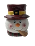Youngs Heartfelt Creations Ceramic Snowman Candy Treat Jar 6" Christmas 2001. Fixed Price $15.00.