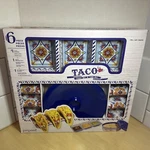 6 Piece Taco Preparation Set Holders Tortilla Warmer Sectional Tray. Fixed Price $35.00.