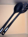Calphalon Slotted Serving Spoon & Solid Black Nylon Utensil Set Of 2 14. Fixed Price $16.00.