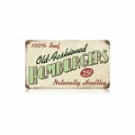 Old Fashioned Beef Hamburgers Naturally Healthy Diner Metal Steel Sign 14X8" Lkn. Fixed Price $20.00.