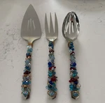 3 Pc Oneida Stainless Serving Set Pie Cake Server Beaded Wire Wrap Vtg. Fixed Price $29.77.