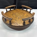 Solid Oak W/railing 13 Lazy Susan Grandma Cottage Country Core Vtg. Fixed Price $49.00.