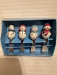 St Nicholas Square Button Up Snowmen Butter Cheese Spreaders Holiday 4 Pack. Fixed Price $10.99.