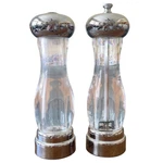 Olde Thompson Del Norte Peppermill And Salt Shaker Set Silver 7.5" Lucite. Fixed Price $20.00.