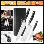 3-PIECE Kitchen Knife Set 8" Chef, 7" Nakiri, 3.5" Paring High Carbon Steel,. Fixed Price $49.99.