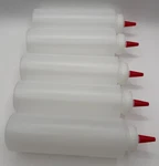 Pinnacle Mercantile Plastic Squeeze Condiment Bottles With Red Tip Cap 16OZ. 5PK. Fixed Price $19.99.