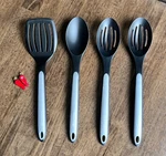 Calphalon Black Nylon Utensils 4 Piece Set Spatula, Slotted Spoons, Solid. Fixed Price $21.99.