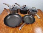 Circulon Premier Hard-anodized Nonstick 8 Pc Set Saucepan Skillet Fry Lids. Fixed Price $59.87.